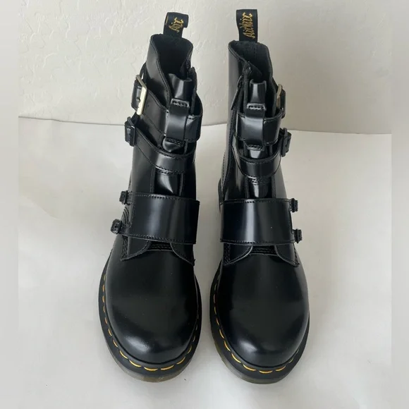 RARE Dr Martens Blake II double Buckle leather Moto boots 10 NEW